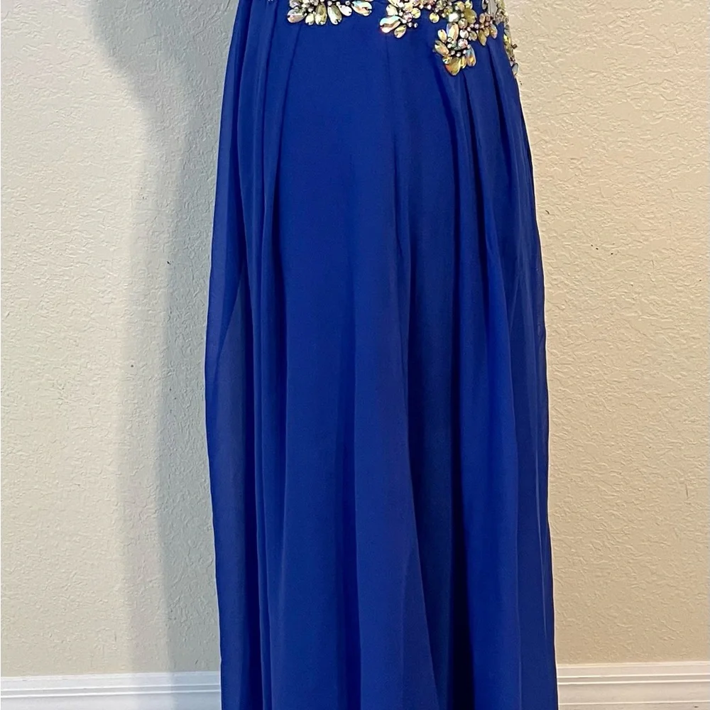 Blush Prom by Alexia Long Royal Blue Strapless Dress With Rhinestone Bustier - 4 - Picture 8 of 11